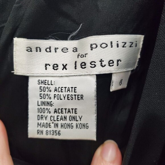 Andrea Polizzi for Rex Lester Women's Vintage Black Bandage‎ Wiggle Dress LBD 6 - Picture 3 of 4